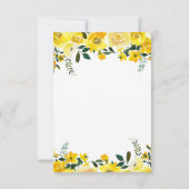 エレガントな黄色のバラの花の結婚式の出欠確認カード 出欠カード (裏面)