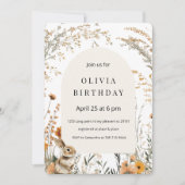 エレガントな黄色のワイルドフラワーアーチ イースター 招待状 (正面)