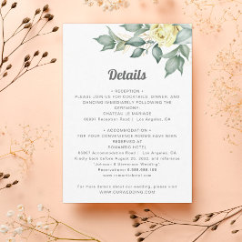 エレガントな黄色の水彩画のバラのウェディングディテール エンクロージャーカード