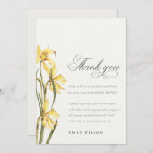 エレガントな黄色の水彩画の水仙の花のブライダルシャワー サンキューカード (正面/裏面)
