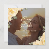 エレガントな黄色の花の写真付きSave The Date (正面)