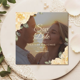 エレガントな黄色の花の写真付きSave The Date