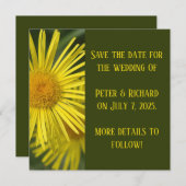 エレガントな黄色の花のSave the Dateカード セーブザデート (正面/裏面)