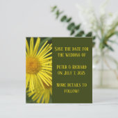 エレガントな黄色の花のSave the Dateカード セーブザデート (スタンド正面)