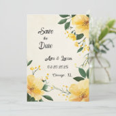 エレガントな黄色の花のSave the Dateカード 招待状 (スタンド正面)