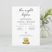 エレガントな黄色の花を飾った結婚式のリハーサルディナー 招待状 (スタンド正面)