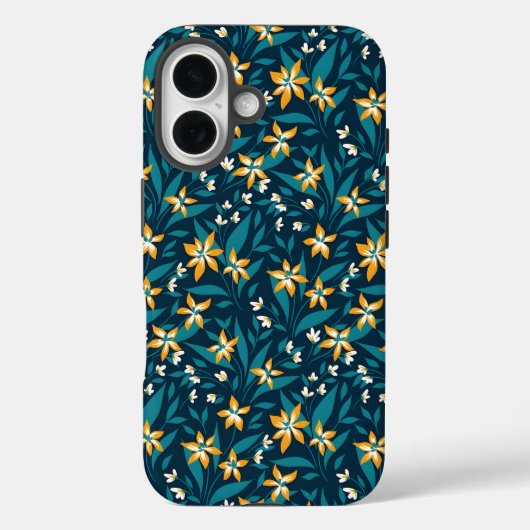 エレガントな黄色の花模様が濃い緑の葉 Case-Mate iPhoneケース (裏面)