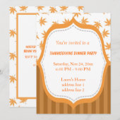 エレガントな黄色の葉の感謝祭のパーティー 招待状 (正面/裏面)