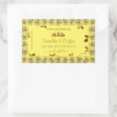 エレガントな黄色の製品ラベル かわいい花のバラ 長方形シール (バッグ)