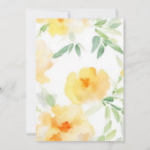 エレガントな黄色オレンジの水彩花のウェディング 招待状 (裏面)
