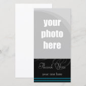 エレガントな黒いですか青は"感謝していしています" サンキューカード (正面/裏面)
