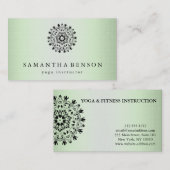 エレガントな黒い及び白蓮教の花のロゴのヨガ 名刺 (正面/裏面)