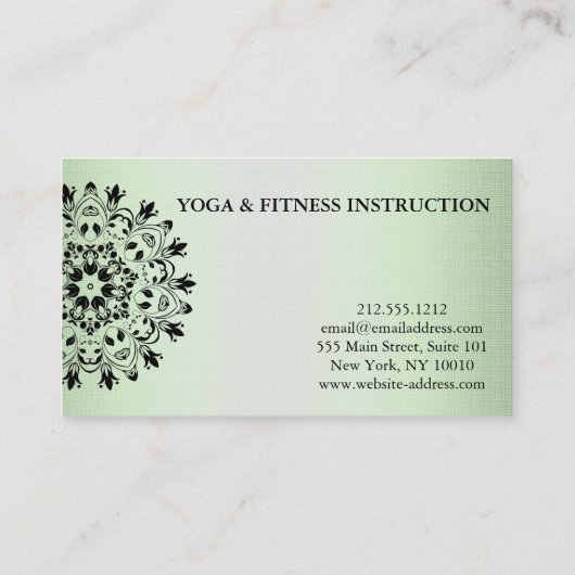 エレガントな黒い及び白蓮教の花のロゴのヨガ 名刺 (裏面)