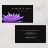 エレガントな黒い及び白蓮教の花のロゴのヨガ 名刺 (正面/裏面)