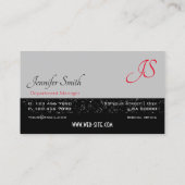 エレガントな黒い灰色の小さなキラキラ輝く星のイニシャル 名刺 (裏面)