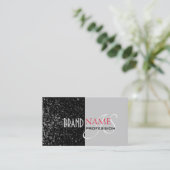 エレガントな黒い灰色の小さなキラキラ輝く星のイニシャル 名刺 (スタンド正面)