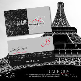 エレガントな黒い灰色の小さなキラキラ輝く星のイニシャル 名刺