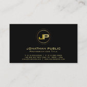 エレガントな黒い金ゴールドのモダンな専門のモノグラム 名刺 (正面)