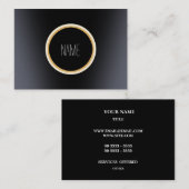 エレガントな黒い金属 名刺 (正面/裏面)