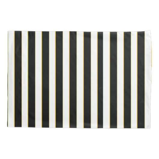 エレガントな黒い、ホワイトゴールドのストライプのな枕箱セット 枕カバー (裏面-左)