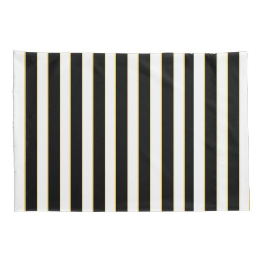 エレガントな黒い、ホワイトゴールドのストライプのな枕箱セット 枕カバー (裏面-右)