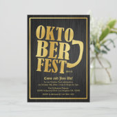 エレガントな黒および金ゴールドのオクトーバーフェストカード 招待状 (スタンド正面)
