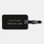 エレガントな黒および金ゴールドのケルト結び目模様の荷物のラベル ラゲッジタグ (裏面横)