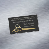 エレガントな黒および金ゴールドのサロンの美容師のはさみ マグネット名刺 (インサイチュ)