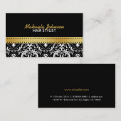 エレガントな黒および金ゴールドのダマスク織のモダン及びスタイリッシュ 名刺 (正面/裏面)