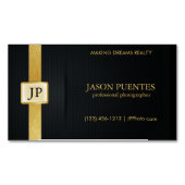 エレガントな黒および金ゴールドのプロフェッショナルのカメラマン マグネット名刺 (正面)