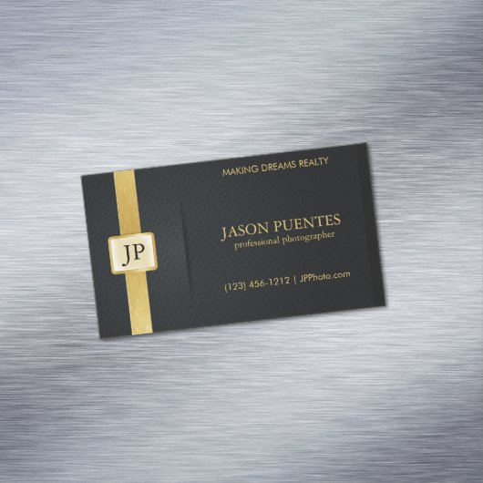エレガントな黒および金ゴールドのプロフェッショナルのカメラマン マグネット名刺 (インサイチュ)