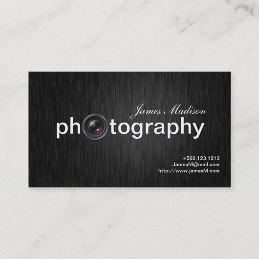 エレガントな黒および金ゴールドのプロフェッショナルのカメラマン 名刺 (正面)