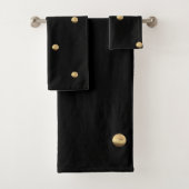 エレガントな黒および金ゴールドの一見の水玉模様パターン バスタオルセット (インサイチュ)