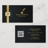 エレガントな黒および金ゴールドの作家 名刺 (正面/裏面)