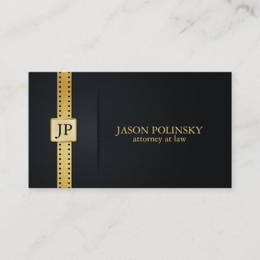 エレガントな黒および金ゴールドの弁護士 名刺 (正面)