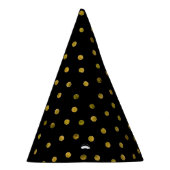 エレガントな黒および金ゴールドホイルの紙吹雪の点 パーティーハット (右)