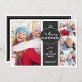 エレガントな黒く及び白いリボン4の写真平らなカード シーズンカード (正面/裏面)