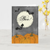 エレガントな黒とオレンジのハロウィン カード (黄色い花)