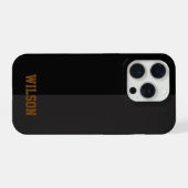 エレガントな黒とグレーのモノグラム名入りスマホケース iPhoneケース (裏面横)