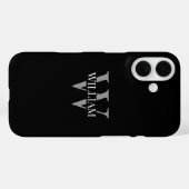 エレガントな黒とグレー ホワイトのオーダーメイドモノグラム Case-Mate iPhoneケース (裏面 (横))