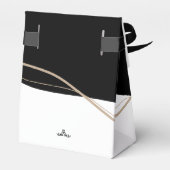 エレガントな黒と白のウェディング フェイバーボックス (裏面サイド)