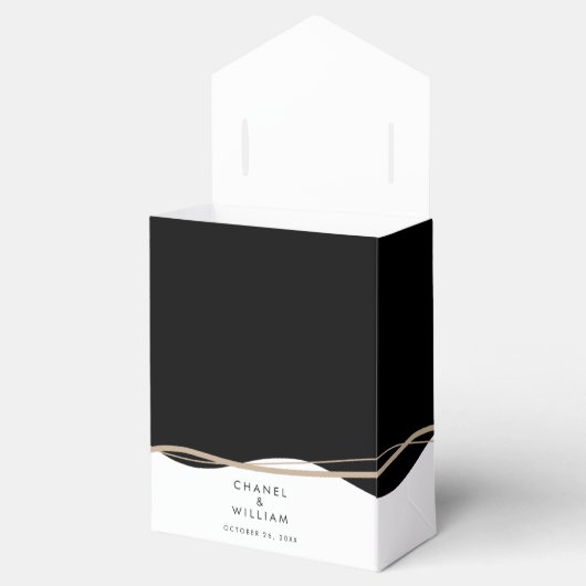 エレガントな黒と白のウェディング フェイバーボックス (オープン)