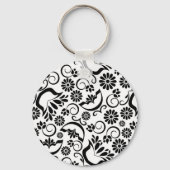 エレガントな黒と白のキーケース キーホルダー (正面)