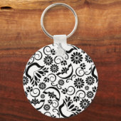 エレガントな黒と白のキーケース キーホルダー (正面)