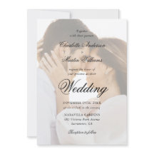 エレガントな黒と白のスクリプト2枚の写真の結婚式