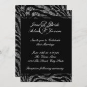 エレガントな黒と白のゼブラの結婚式 招待状 (正面/裏面)