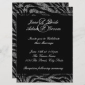 エレガントな黒と白のゼブラの結婚式 招待状 (正面/裏面)