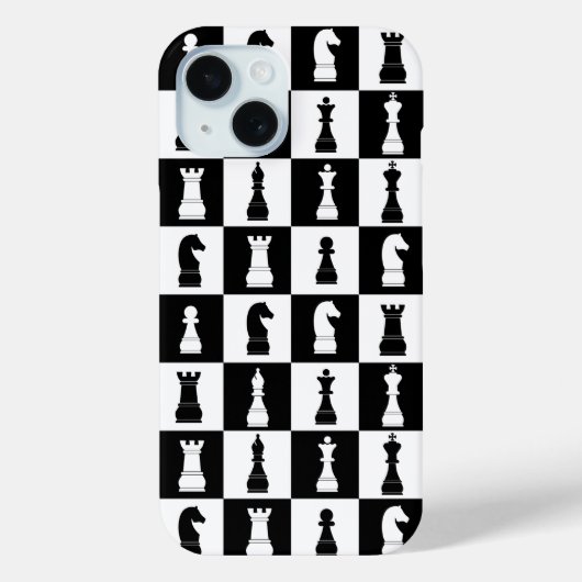 エレガントな黒と白のチェス柄 Case-Mate iPhoneケース (裏面)