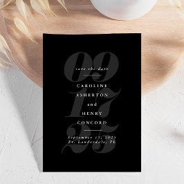 エレガントな黒と白のトレンディで大胆な結婚式の予告 セーブザデート