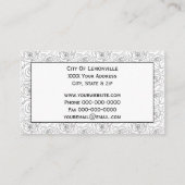 エレガントな黒と白のバラのデザイン 名刺 (裏面)